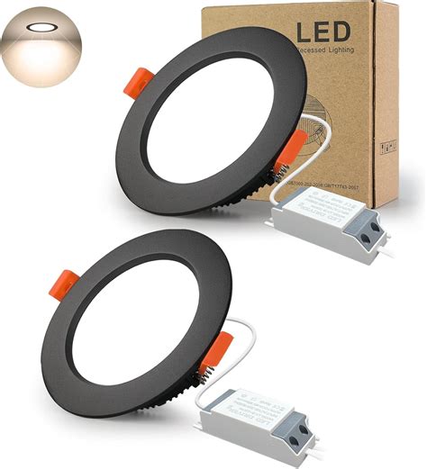 Spot Led Encastrable Noir Extra Plat Pack W Lm W