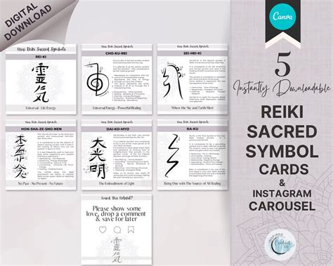 5 Reiki Symbols Cards, Usui Reiki Symbols, Editable Reiki Symbol Cards ...