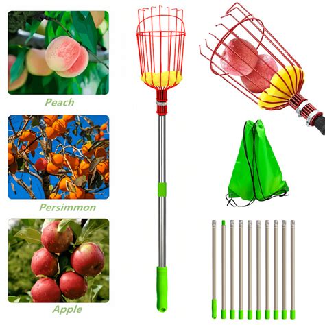 Fruit Picker Tool With Adjustable Long Pole Sponge Design Detachable