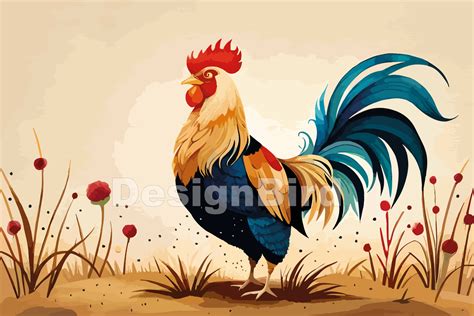 Rooster Watercolor Art Graphic by Designbird · Creative Fabrica