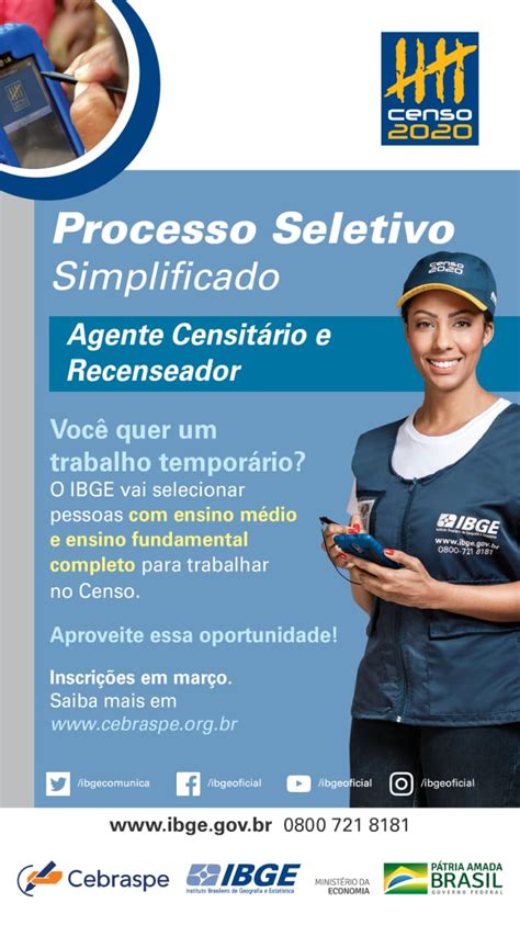 Censo Ibge Promove Processo Seletivo Para Agente Censit Rio E