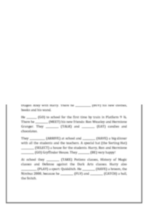 Solution Simple Past Tense Harry Potter Worksheet Templates Layouts