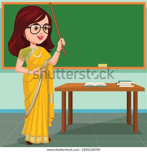 Indian Teacher Talking Students Indian Lady Stock Vector (Royalty Free ...