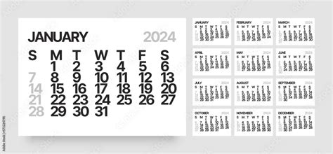 Monthly Calendar Template For 2024 Year Wall Calendar In A Minimalist Style Week Starts On