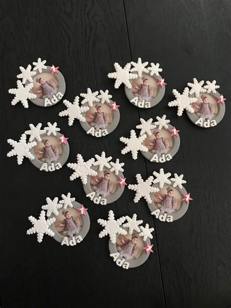 Snowflake Favor Snowflake Frame Magnet Snow Birthday Party Etsy