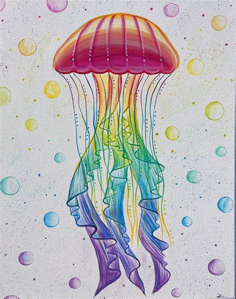 Rainbow Jellyfish Art - Etsy