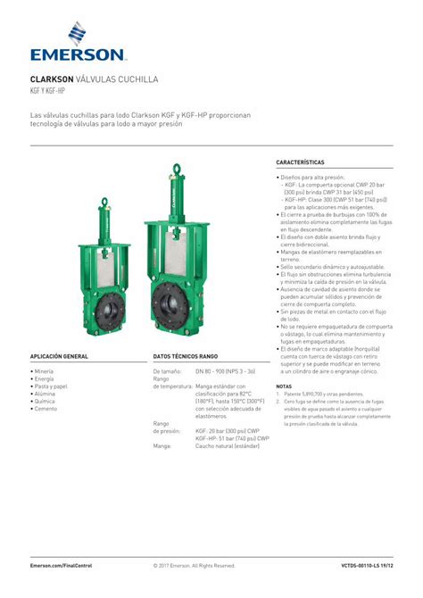 PDF CLARKSON VÁLVULAS CUCHILLA KGF Y KGF HP EPDM HTP Ventajas