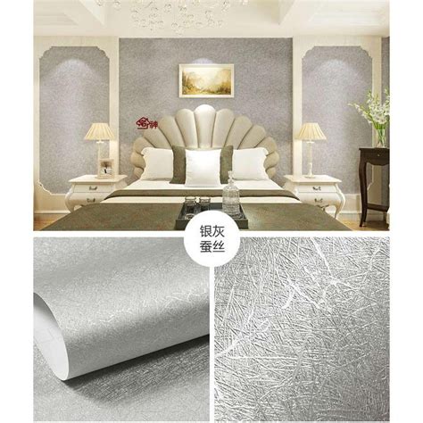 Wall Paper Bedroom Wallpaper Dinding Plain Texture Metallic Wallpaper