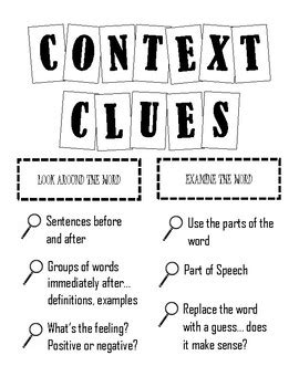 Context Clues Anchor Chart Nd Grade