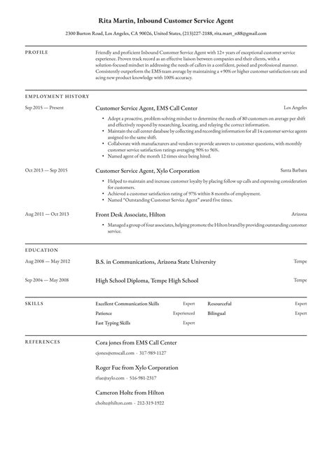 Call Center Resume Examples For Off