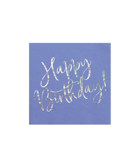 SERVIETTES BLEU HAPPY BIRTHDAY X20 IRRIDESCENT 33X33CM