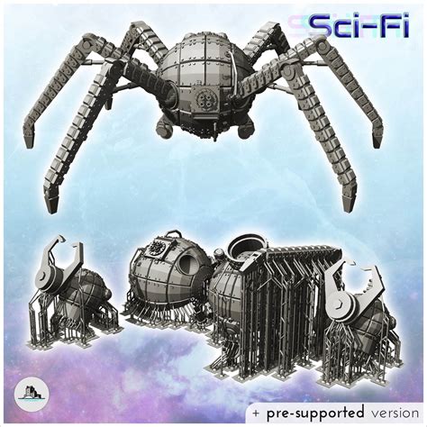 Futuristic six-legged airborne robot with cannon (28) - Wargaming3D