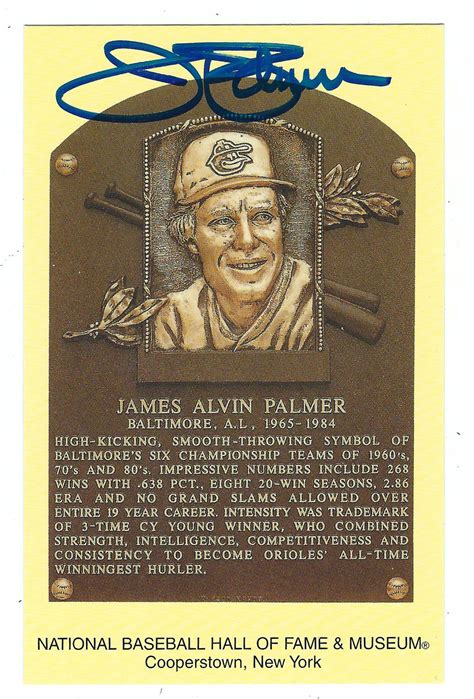 Autographed Jim Palmer Hall of Fame Gold Plaque - Main Line Autographs