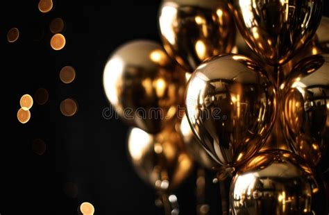 A Black Background with Gold Balloons Stock Photo - Image of generative ...