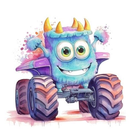 Monster truck monster truck ilustração em aquarela pelo ponto de