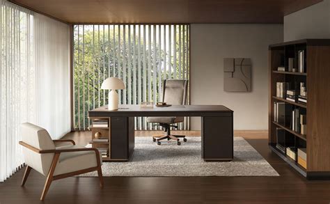 Noe Executive Desk In Flamed Canaletto Walnut Shop Online Italy