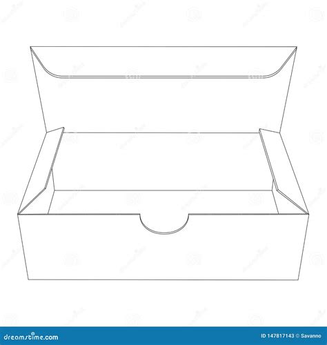 Open Shoe Box Outline Drawing Stock Vector Illustration Of Shape