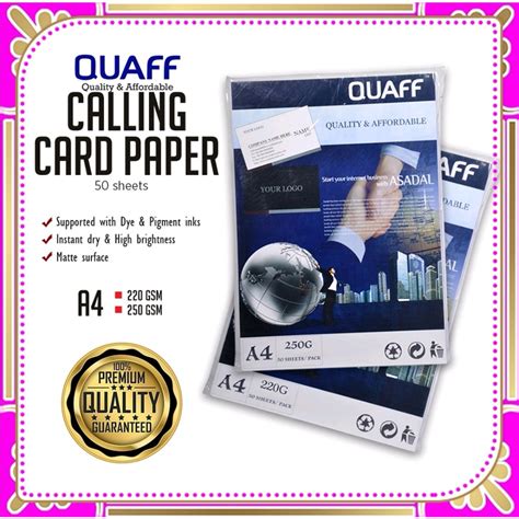 A4 Size QUAFF Double Sided Matte Calling Card Paper 50sheets Pack