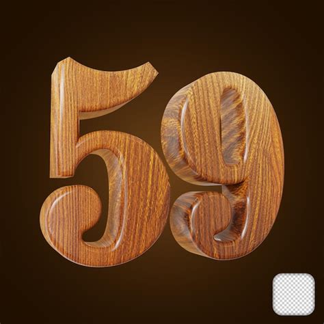 Premium Psd Wooden Number 59 Texture 3d Illustration