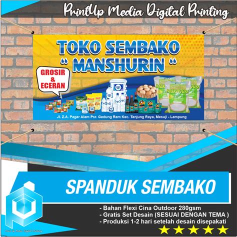 Jual CETAK SPANDUK BANNER BALIHO WARUNG SEMBAKO FREE DESAIN CUSTOM