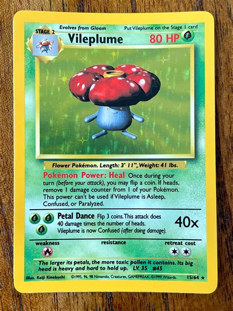 Vileplume Jungle No Symbol Holo Pokemon Card High Etsy