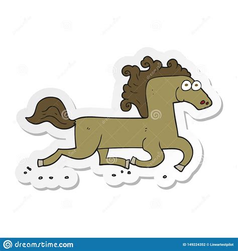 Etiqueta De Um Cavalo De Corrida Dos Desenhos Animados Ilustra O Do