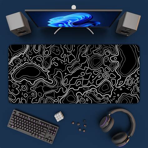 Black Topographic Mousepad Topographic Xxl Mouse Pad Extra Etsy Australia