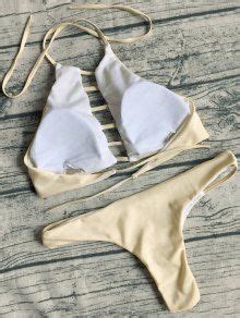 String Cut Out Bikini Set In APRICOT ZAFUL