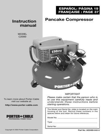 Porter-Cable C2000 Pancake Compressor Instruction Manual | Manualzz