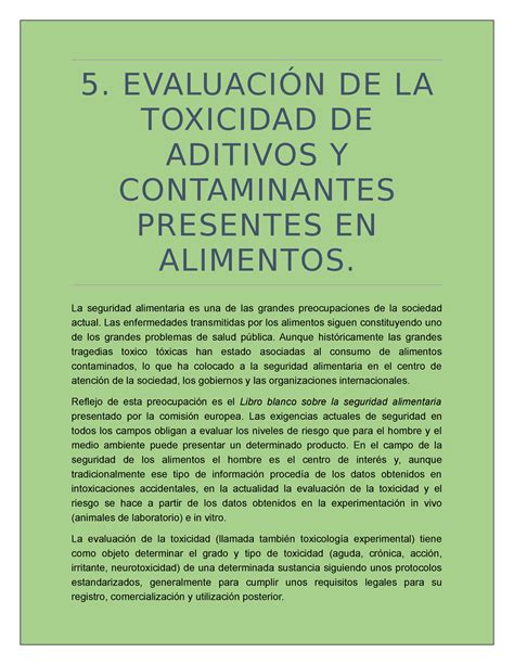 Capítulo 5 Metodología criterios o parámetros de toxicidad y