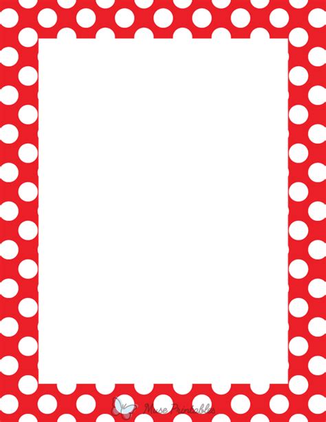 Printable White On Red Polka Dot Page Border