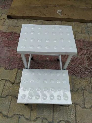 Stainless Steel White Hospital Double Foot Step Size 50 Lx 40 W X H