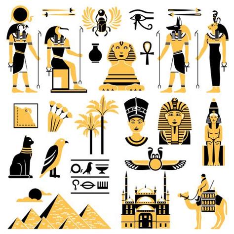 Egypt Symbols Decorative Icons Set 476050 Vector Art At Vecteezy