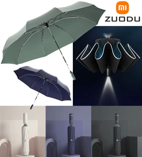 Guarda Chuva Xiaomi Zuodu Abertura Reversa E Lanterna LED Digital