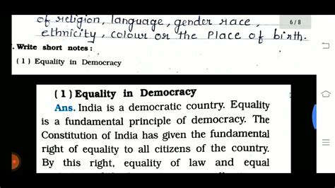 15 Equality In Democracy L 7th Social Science L Workbook Exercise L