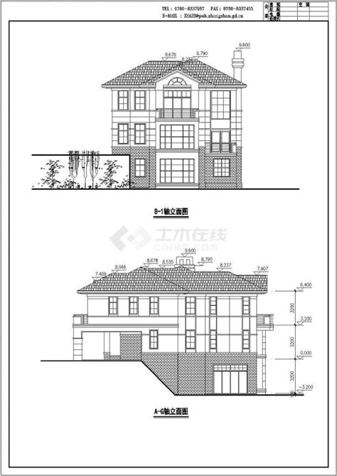 某二层带地下层砖混结构乡村小别墅设计cad全套建施图（标注详细）土木在线