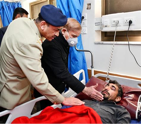 Prime Minister Muhammad Shehbaz Sharif Inquires An Injured Patient After Peshawar Police Lines