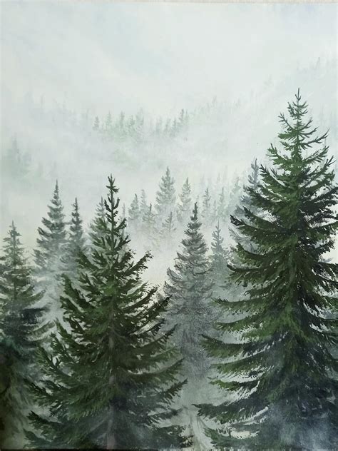 foggy forest, me, acrylic, 2022 : r/Paintings