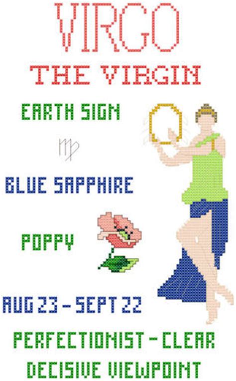 Virgo Cross Stitch Pattern Zodiac