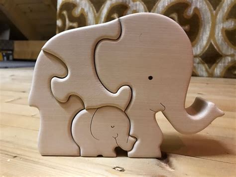 Kinder Holz Elefant Mit Elefantenbaby Als Puzzle X Cm Kaufen