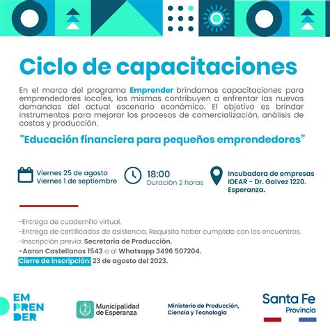 Educaci N Financiera Para Emprendedores Municipalidad De Esperanza