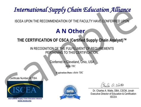 Certified Supply Chain Analyst CSCA HILF