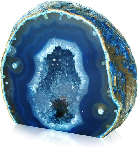 Serafino Véritable géode d agate brésilienne bleu vert bleu Amazon