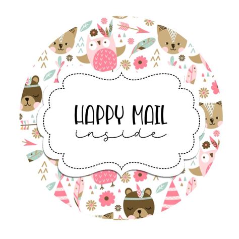 Happy Mail Inside Inch Round Sticker Label Printables In Round