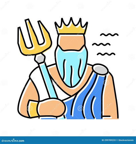 Poseidon Greek God Mythology Color Icon Vector Illustration Stock