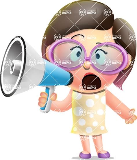 Girl With Polka Dot Dress Cartoon 3d Vector Character 112 Illustrations Loudspeaker