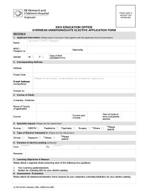 Fillable Online OVERSEAS UNDERGRADUATE ELECTIVE APPLICATION FORM Fax