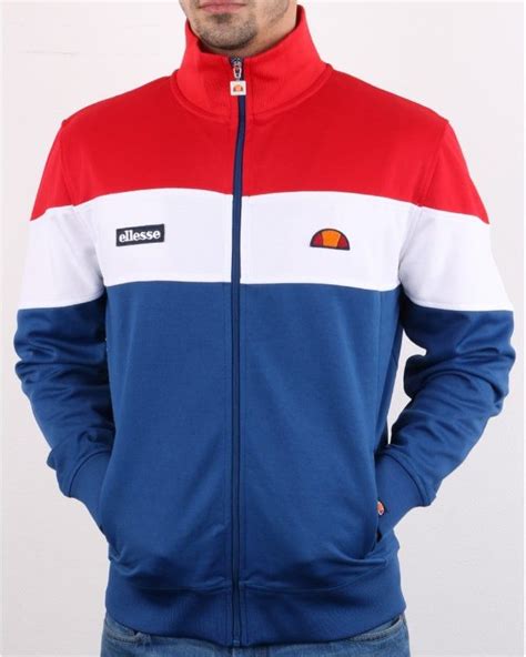 Ellesse Caprini Track Top Blue White Red Ellesse Blue And White Tops