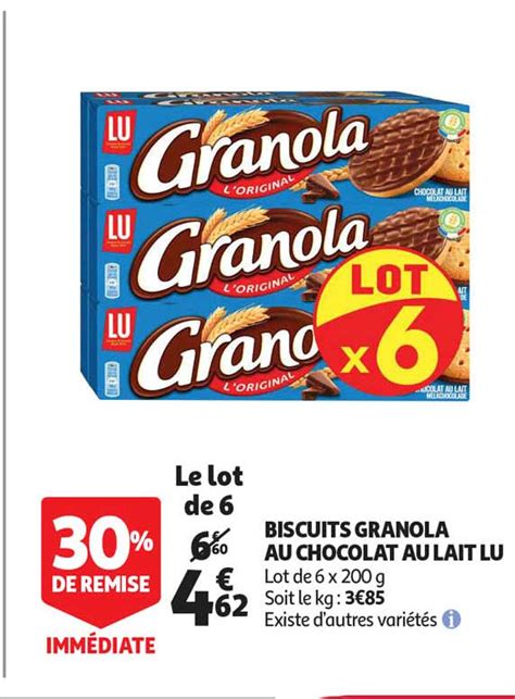 Offre Biscuits Granola Au Chocolat Au Lait Lu Chez Auchan