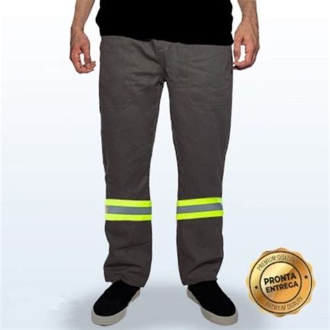 Uniforme Para Obra Faixa Refletiva Calça Brim Pesado Sweatpants